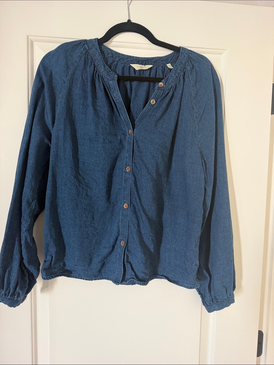 Faherty Tops - Faherty Indigo Button-Front Peasant Shirt